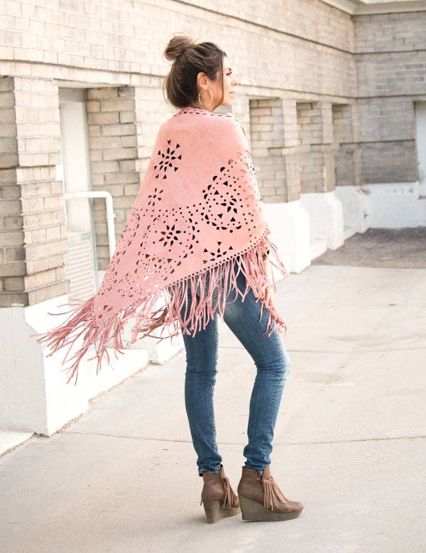 Hipster Row - Wholesale Poncho - Women's - Suede Fringe Poncho4