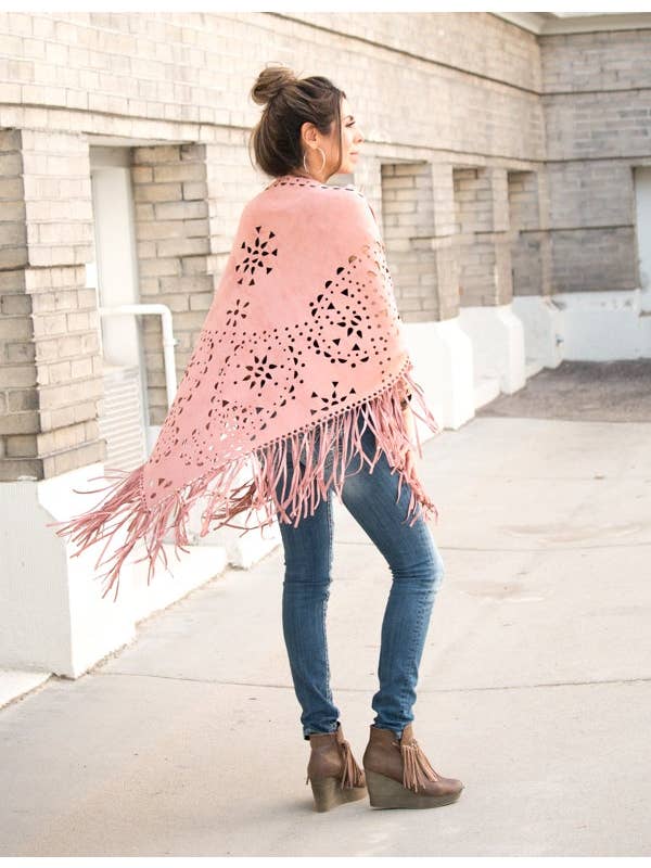 Hipster Row - Wholesale Poncho - Women's - Suede Fringe Poncho4