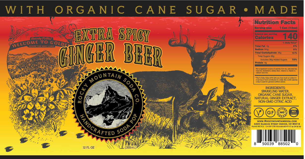Rocky Mountain Soda - Vente Sodas/boissons gazeuses - Canettes de soda à la bière et au gingembre extra épicées1