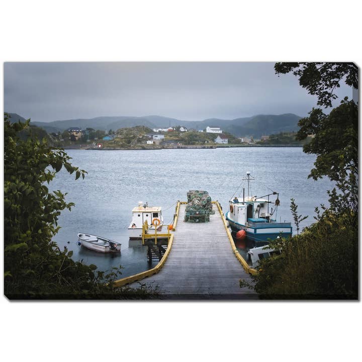 Extended Wharf Pot Pile Boats 38x60 Printed Canvas Wall Art for wholesale by Streamline Art