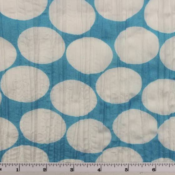 Blau/Weißes Knitter-Voile-Punktmuster Bekleidungsstoff 48/50" für den Großhandel von Radyan Fabrics