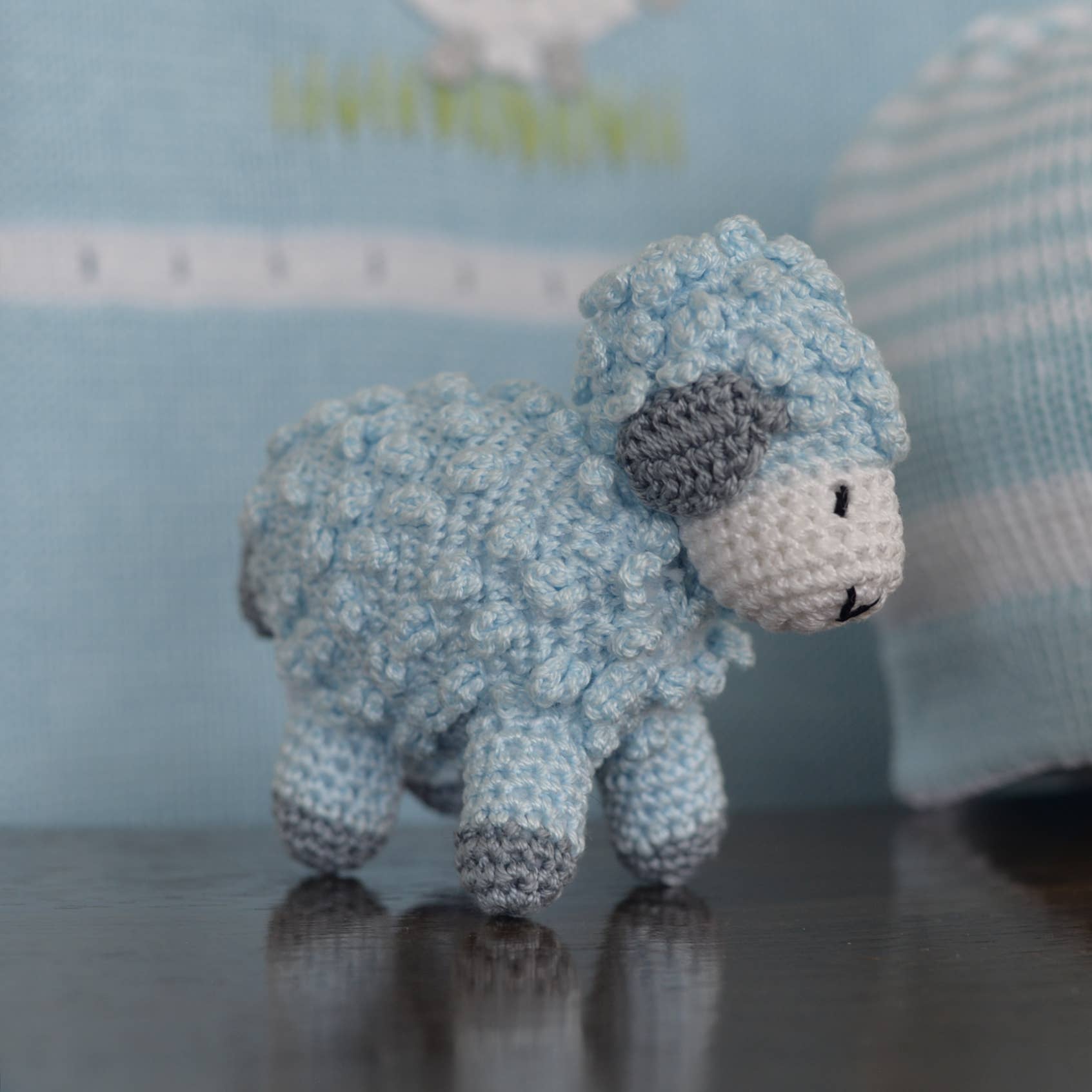 Melange Collection – wholesale Stuffed/plush toy – Kids & baby – Little Crochet Lamb - Blue2