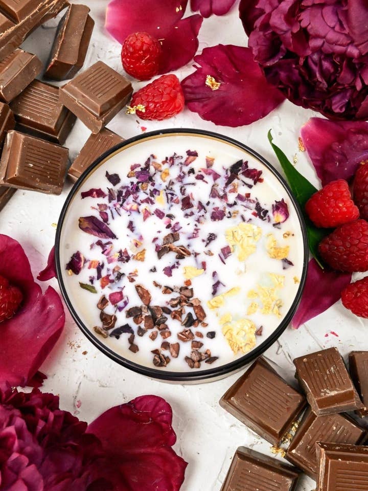 COCOA LUXE Chocolate Raspberry Candle for wholesale by Ash & Rose