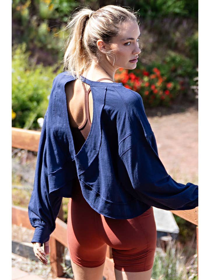 Rae Mode - Wholesale Lounge Top - Women's - COTTON SLUB OPEN BACK LONG SLEEVE TOP8