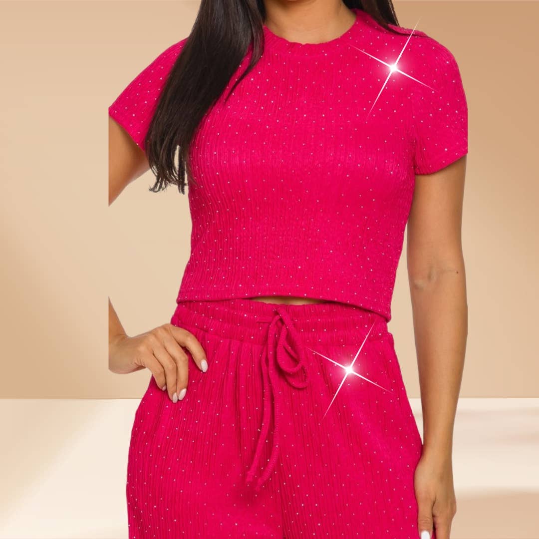 Celystrends – Engroshandel Top- og buksesæt (IKKE Loungewear) - Dame – Pyntet todelt buksetsæt med kort top og snoretræksbukser15