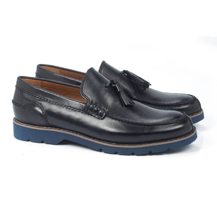 BONAFE-BLACK black leather loafer for wholesale by Men's Heritage
