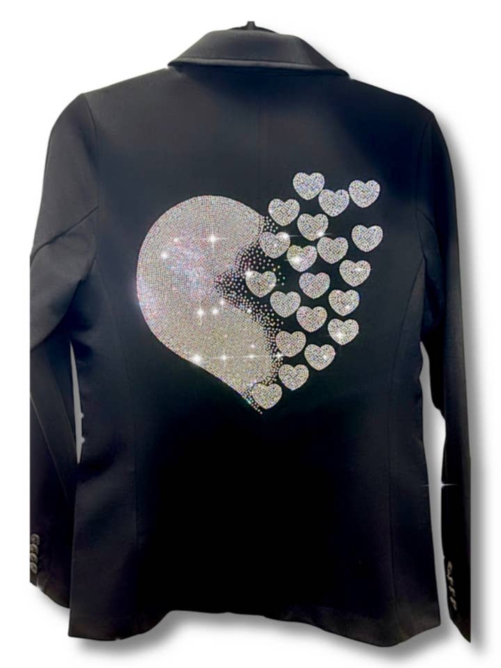 Exploding AB (aurora borealis) gebreide blazer met hartvormige print voor wholesale door Suzy T Designs