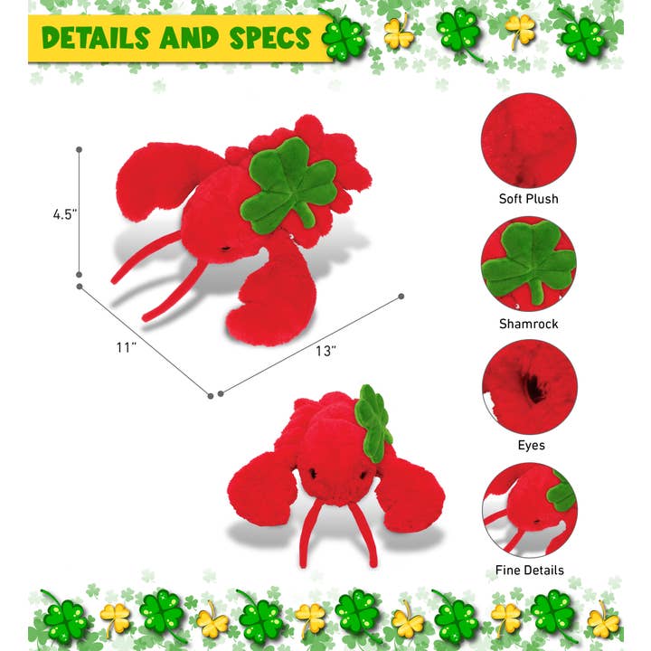 Cota Global – Großhandel Kuschel-/Plüschtier – Kind & Baby – Plüsch-Kleeblatt - Superweicher Plüsch - Eleganter roter Hummer1