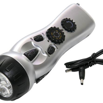 Wholesalesurvivalkits - Wholesale Handheld Flashlight - Flashlight With Am/Fm Radio, Siren, And Cell Phone Charger