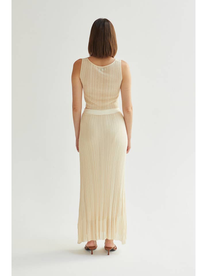 Cream CS9040 - Shirley Pleated lightweight Sweater Skirt for wholesale on Faire
