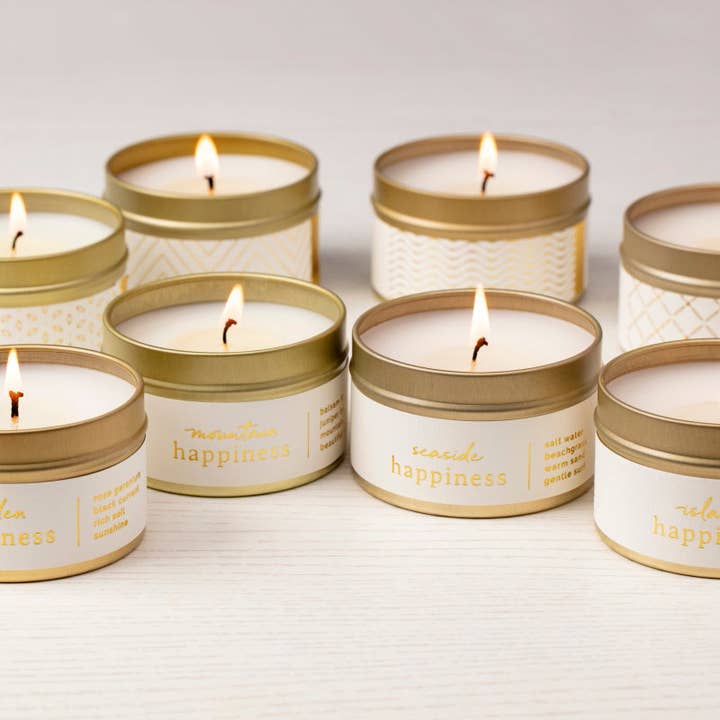 Happiness Travel Tin Candle Set - Handmade for wholesale by Prosperity Candle