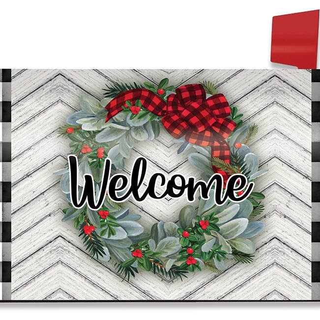 Winter Wreath Mailbox Cover for wholesale by Briarwood Lane