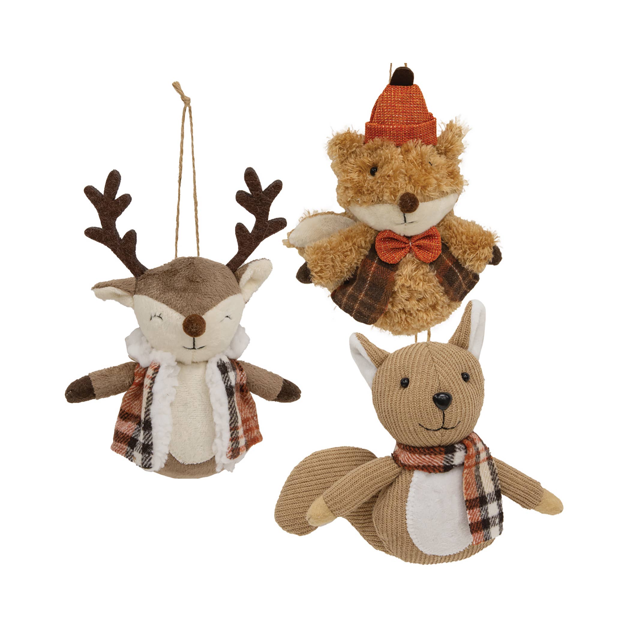 Bright Ideas - Wholesale Ornament - Plush Woodland Animal Ornament 3 Asstd