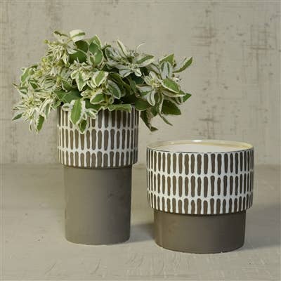 HomArt - Venta al por mayor Floreros - Jarrón Portman, cerámica -ancho- parte superior blanca con esmalte antideslizante gris Btm2