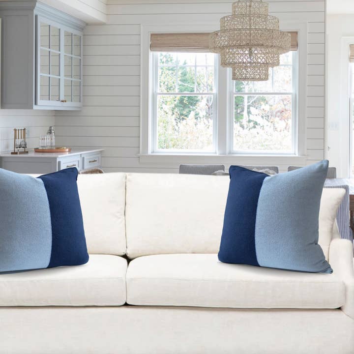 Tajik Home LLC - Wholesale Throw/Decorative Pillow - Dakota Two-Tone Knit Throw Pillow in Blue - Stylish & Modern