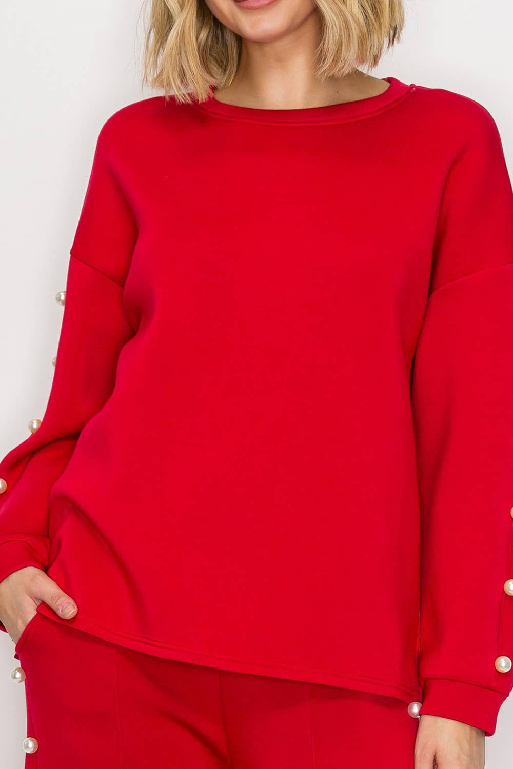 Joh Apparel - Venta al por mayor Jersey corto de punto - Mujer - Top de perlas Katri Stretch French Scuba33