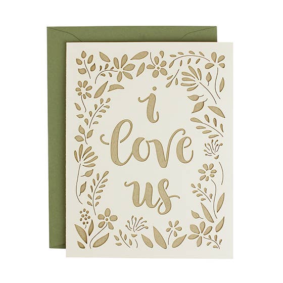 I Love Us Laser Cut Card for wholesale by Alexis Mattox Design