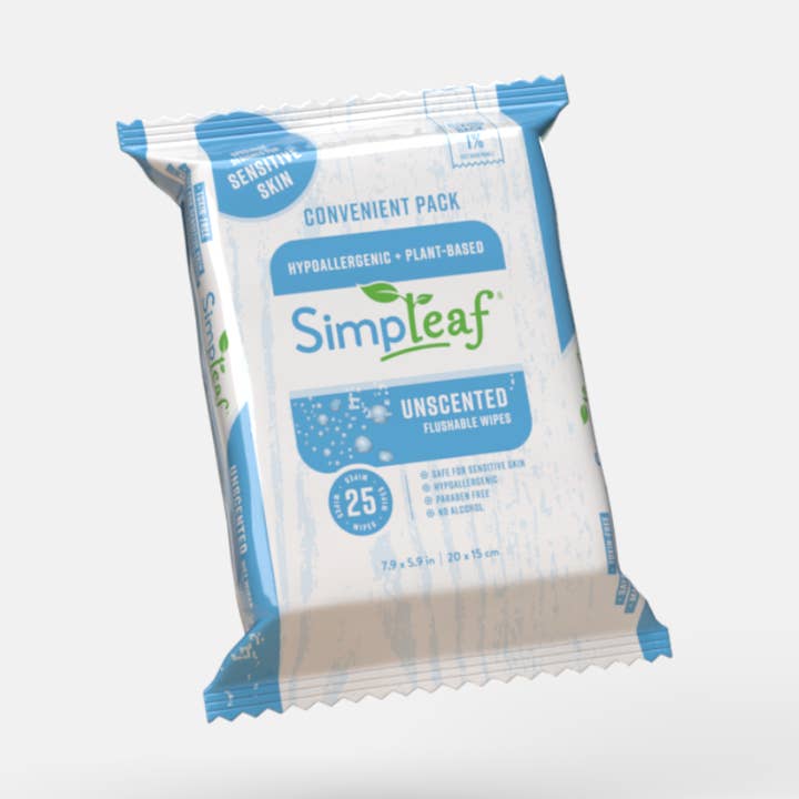 Unscented Flushable Wipes for wholesale by Simpleaf Brands