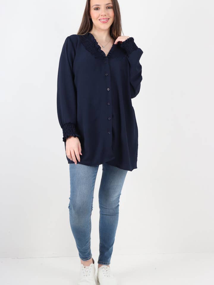 Miss Bold – wholesale Tunic – Women’s – Italian Shirred V Neck Long Sleeve Tunic Top20