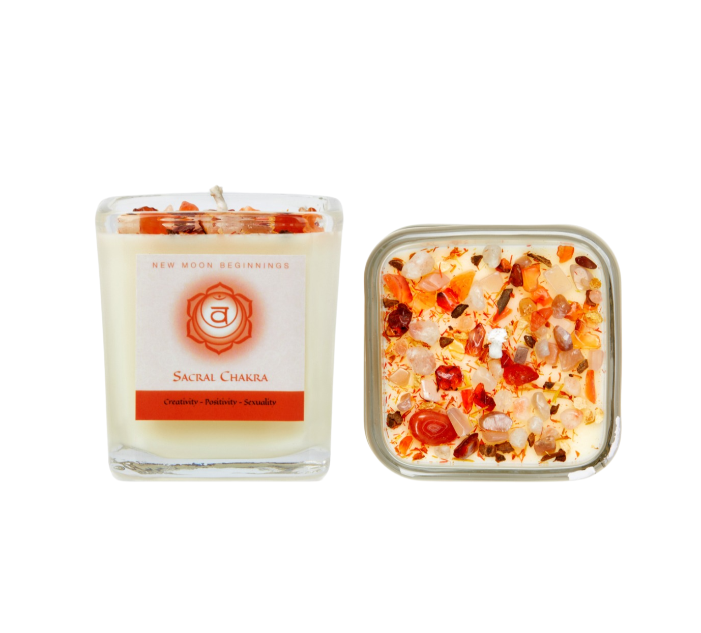 New Moon Beginnings - Wholesale Jar/Filled Candle - Seven Chakra Candles - Soy Candle - Herb & Crystal Candles11