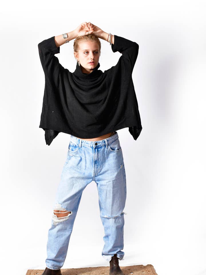 Soft Knit Cozy Bohemian Chic Kaftan Top_J 136 for wholesale by Humanity Centred Designs