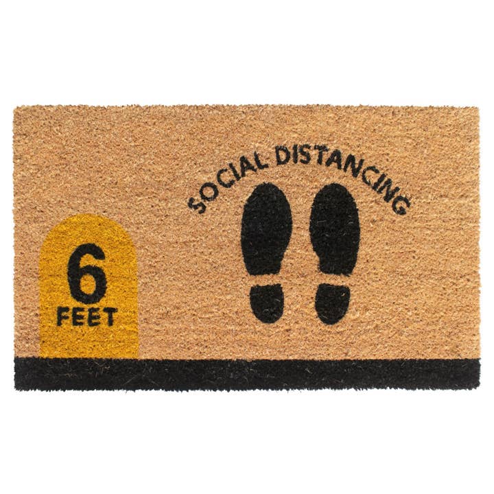 RugSmith Black Social Distancing Doormat, 18" x 30" for wholesale by RugSmith
