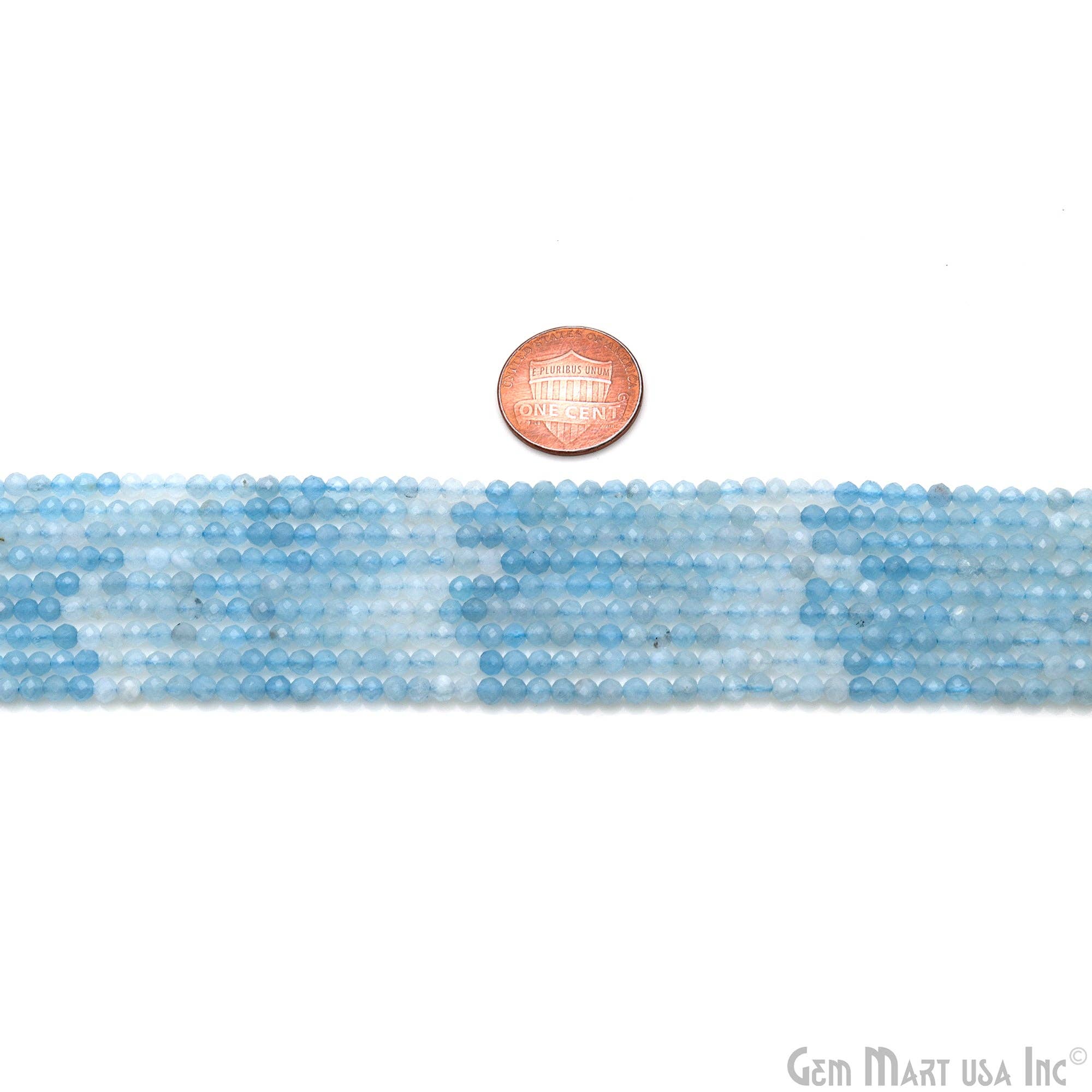 GemMartUSA – Missangas por atacado – Pérolas Rondelle Aquamarine, Fita de pedra natural de 13 polegadas, 3mm1