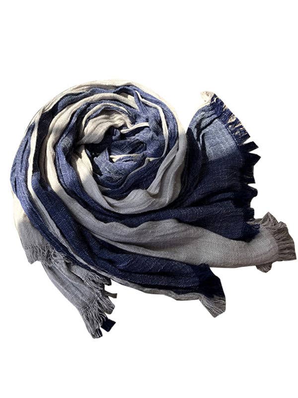 VividLux - Vente Écharpe – femme - Écharpe vintage en coton Ramie de couleur contrastante13