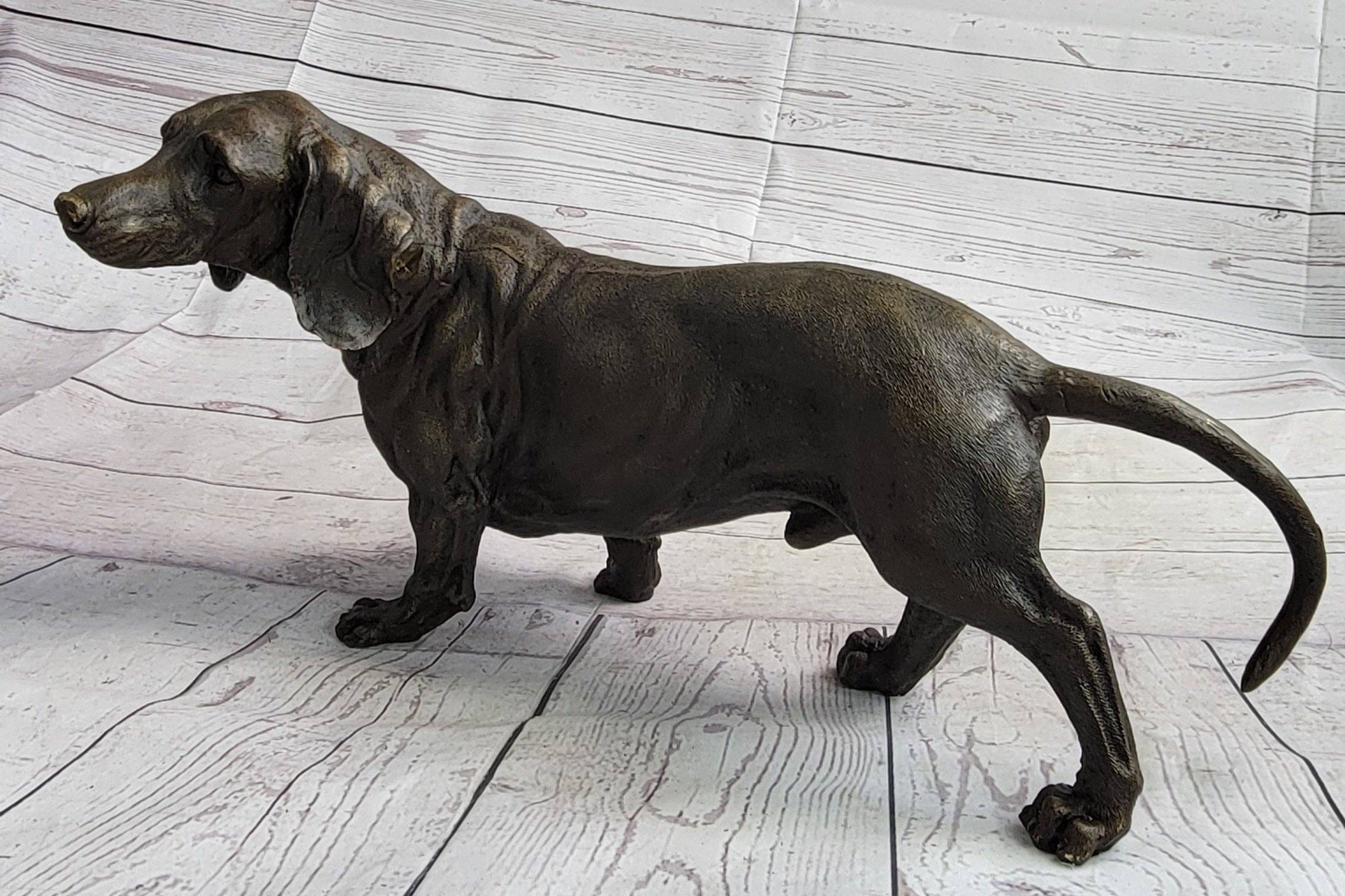Bronzhaus - Wholesale Sculpture - Dachshund Weiner Dog Bronze Metal Figure Figurine Sculpture Statue Decor Original Art 9" x 17"3