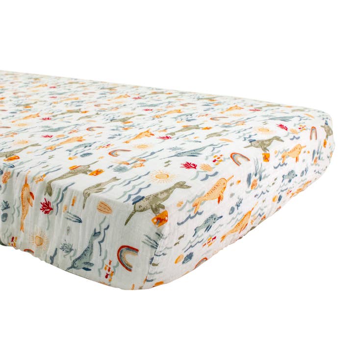Narwhal Classic - Sábana de muselina para cuna para venta al por mayor de Bebe au Lait