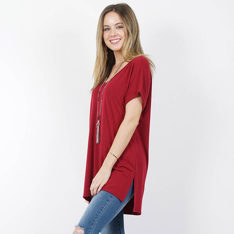 42POPS - Wholesale Tunic - Women's - `.Short Sleeve Side Slit Hi Low Hem7
