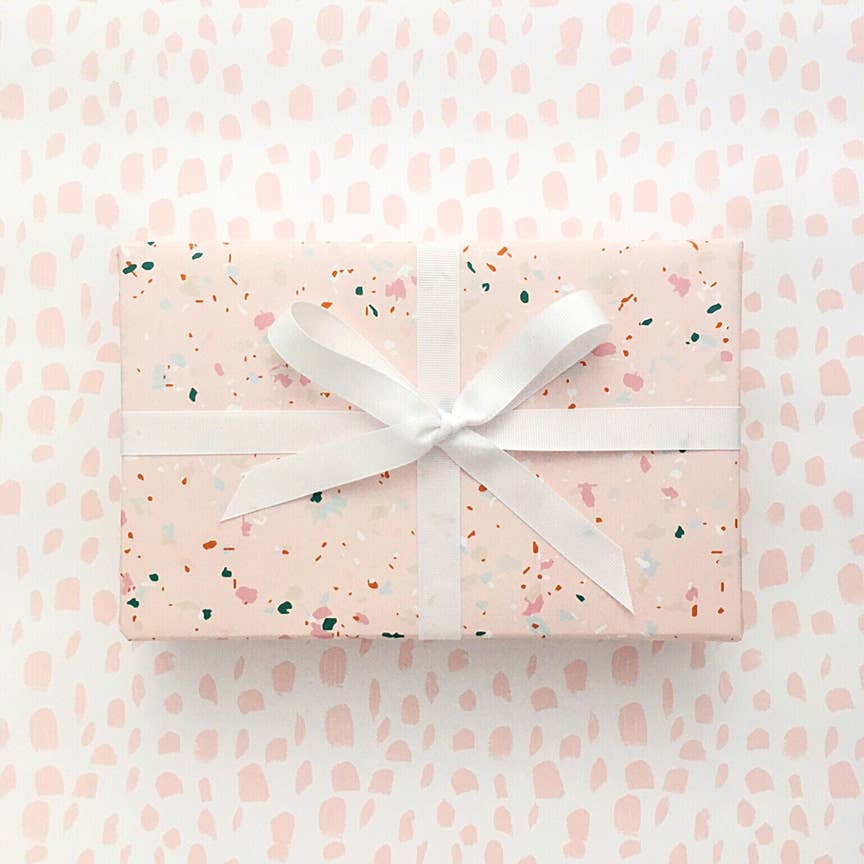 Missive - Wholesale Flat Wrap - Terrazzo Gift Wrap Sheets in Pink Multi2