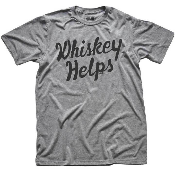 Solid Threads - Wholesale Screen Printed T-Shirt - Unisex - Men's Whiskey Helps T-shirt