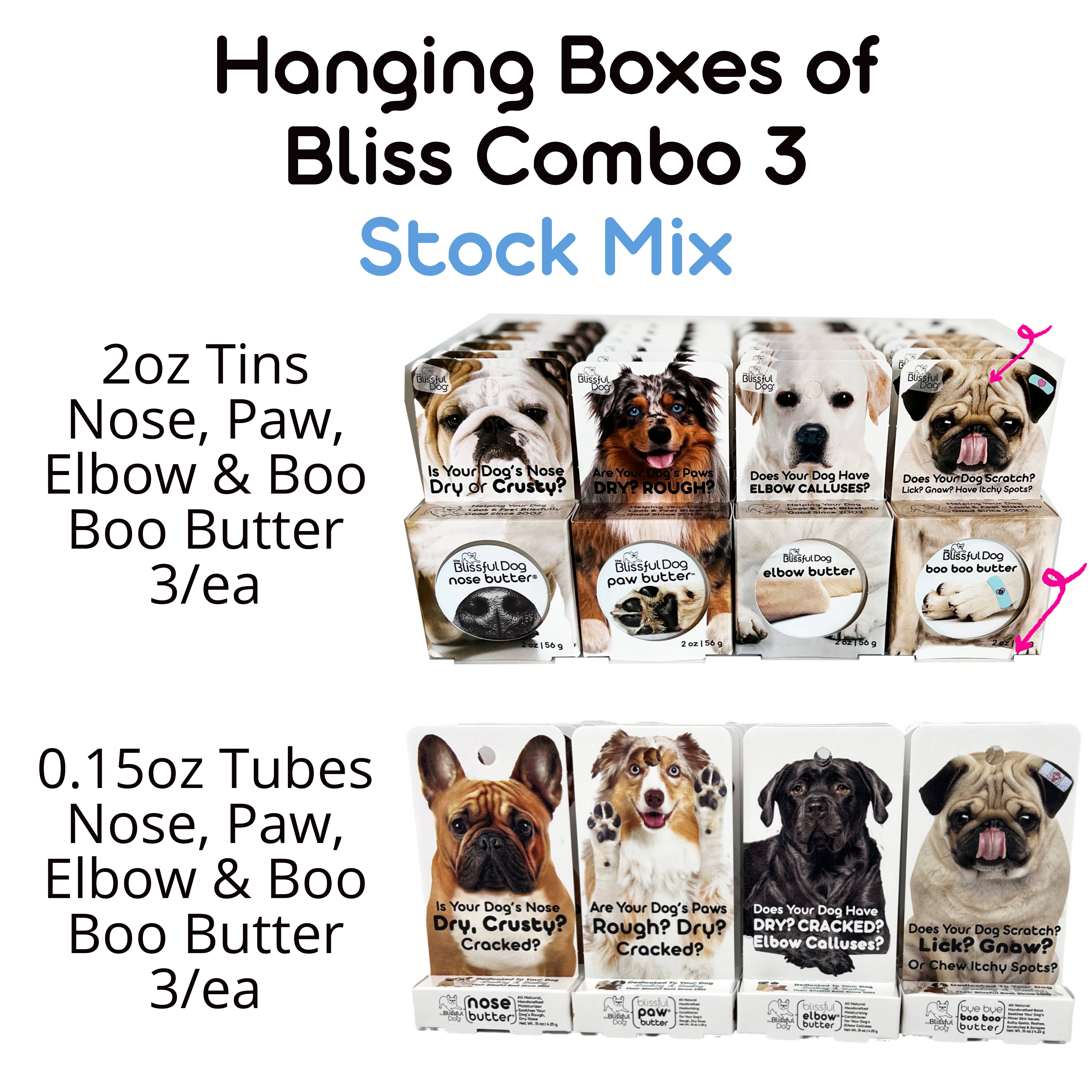 The Blissful Dog - Wholesale Pet Grooming Aid - Dog - Hanging Boxes of Bliss Combo 3 - Mix of Tins & Tubes0