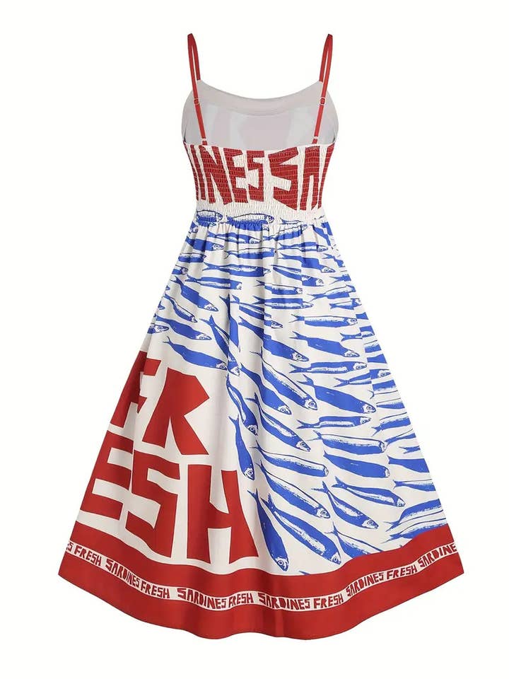 Rosa Clothing - Wholesale Dress - Women's - Ocean boho fish printed slip flared dress9