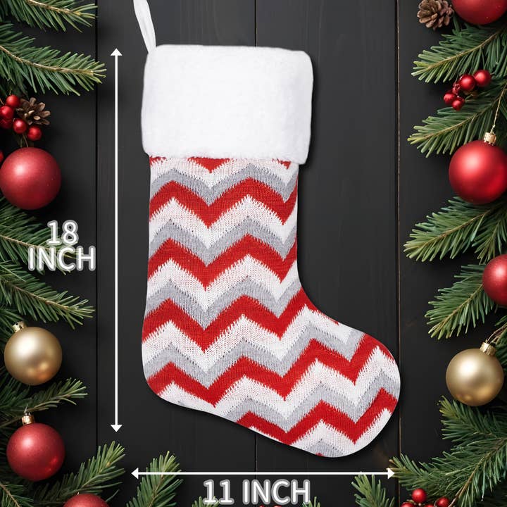 GEXWORLDWIDE - Wholesale Holiday Stocking - Classic Polka Dot & Striped Knit Christmas Stockings
