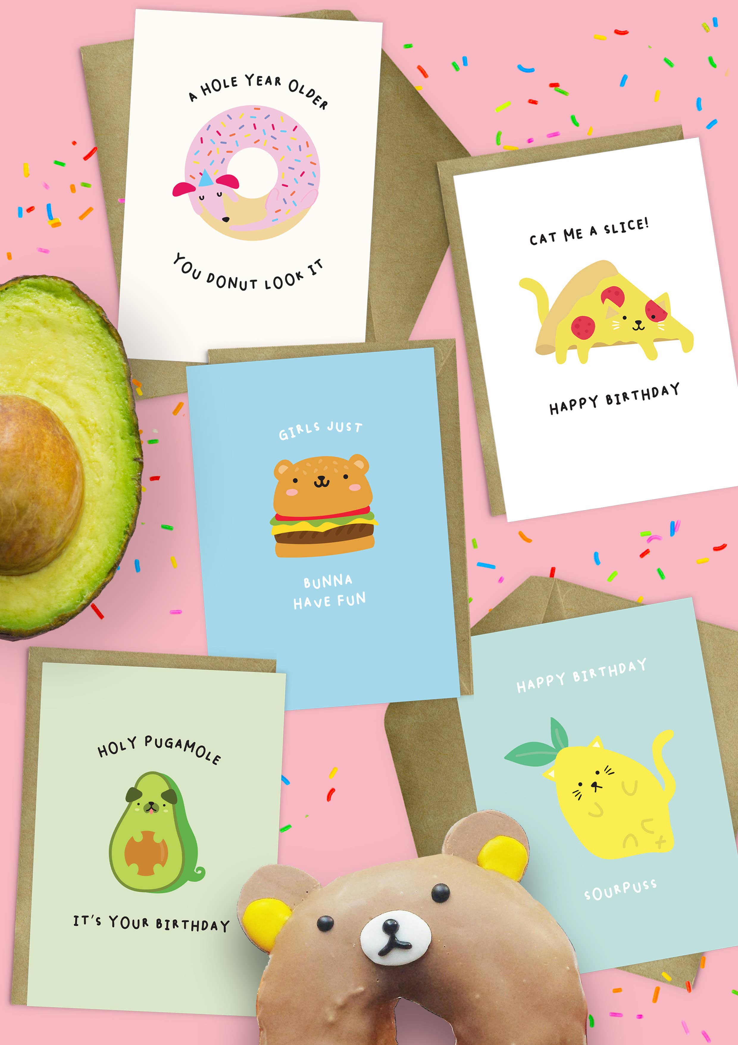 In Real Life – wholesale Birthday card – Cat Pizza Slice Mini Card - Premium Uncoated Paper1