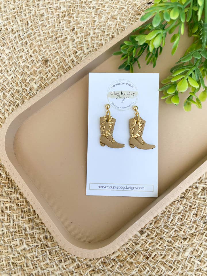 Cowboy Boot Earrings - polymer clay for wholesale by Clay by Day Designs
