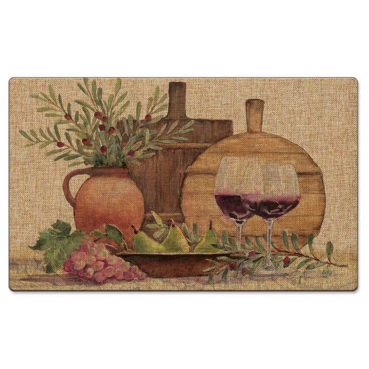Rustic Wine Indoor/Outdoor Natural Linen Look Floor Mat for wholesale by Conimar Promotions