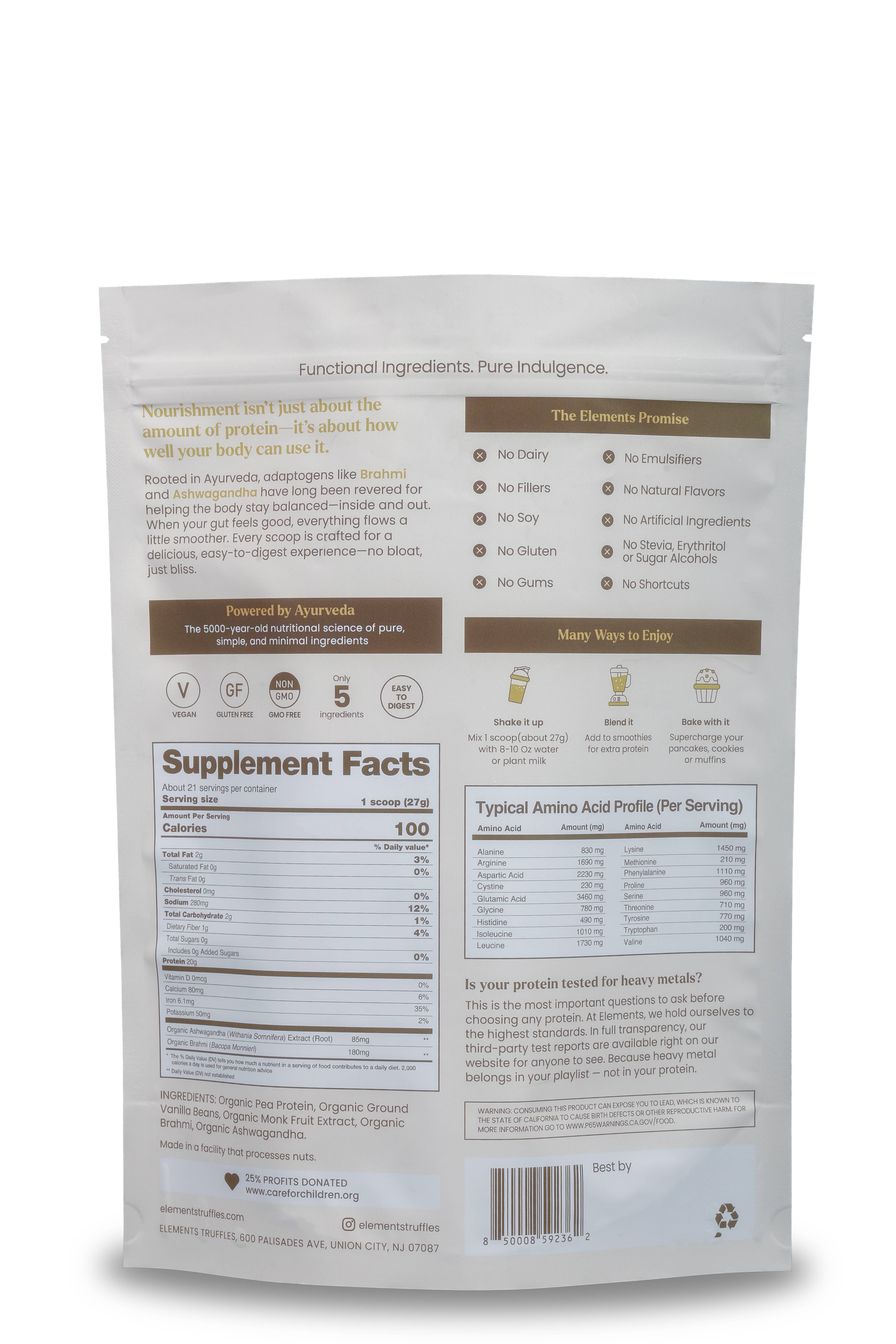 Elements Truffles - Vente Poudres protéinées/superaliments - Poudre de Protéines Végétales : Vanille (21 Portions)1