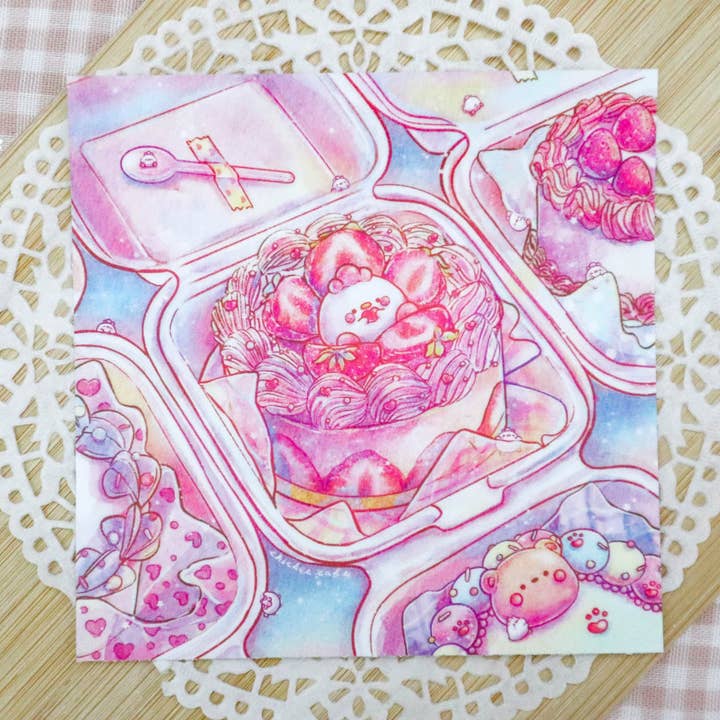 Sweet Bento Cakes Sticker Print for wholesale by Chickie Cafe