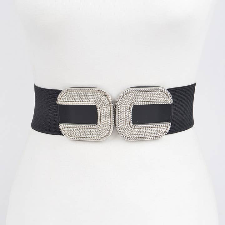 3AM BY H&D ACCESSORIES - Wholesale Belt - Women's - Rhinestone Buckle Stretch Belt5