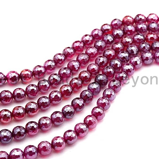 BestBeads&Beyond – wholesale Pärlor – Mystic pläterad lila agat pärlor, Naturlig lila agat pärlor, 8mm/10mm/12mm, SKU #U480