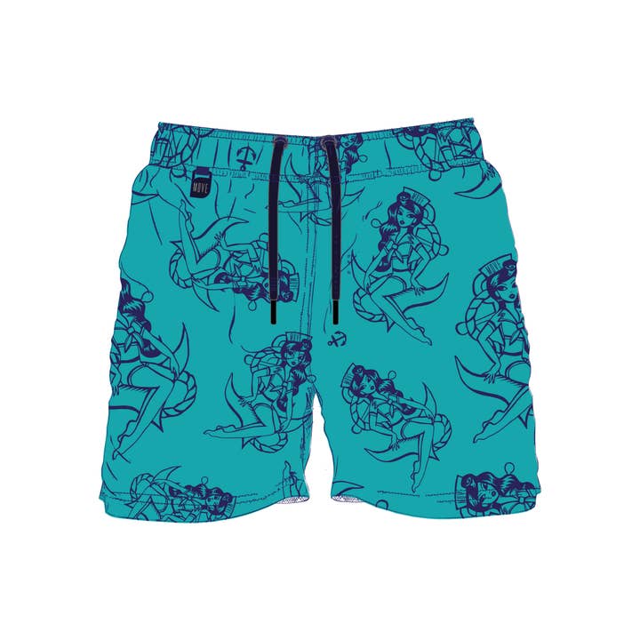 TIFFANY FLOCK STIFT UPP GUADELOUPE BOXER BLÅ för wholesale av MOVE beachwear