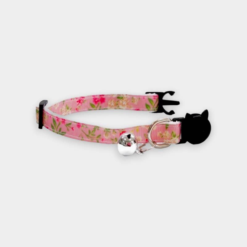 Zacal Cat Collars – wholesale Pet collar – Cat – Peach with Rose Floral Print Cat Collar1