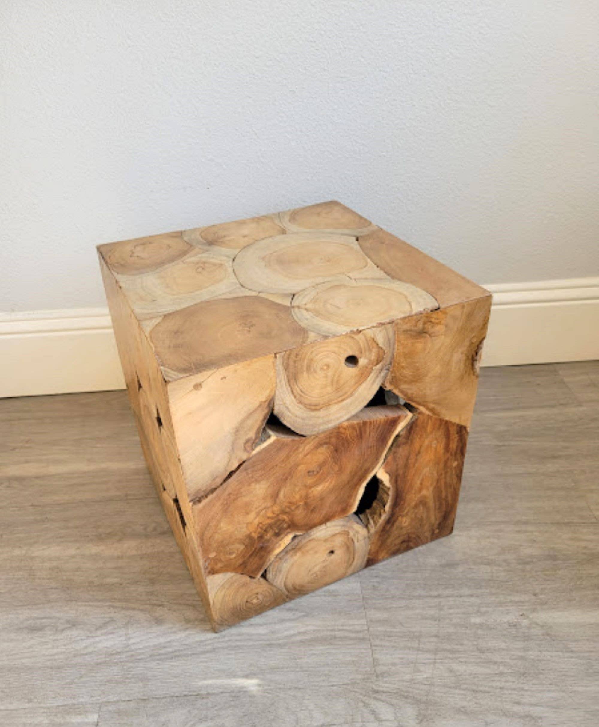 Storied Roots - Wholesale Side Table - Teak Block Display Table - 16 in Cube2