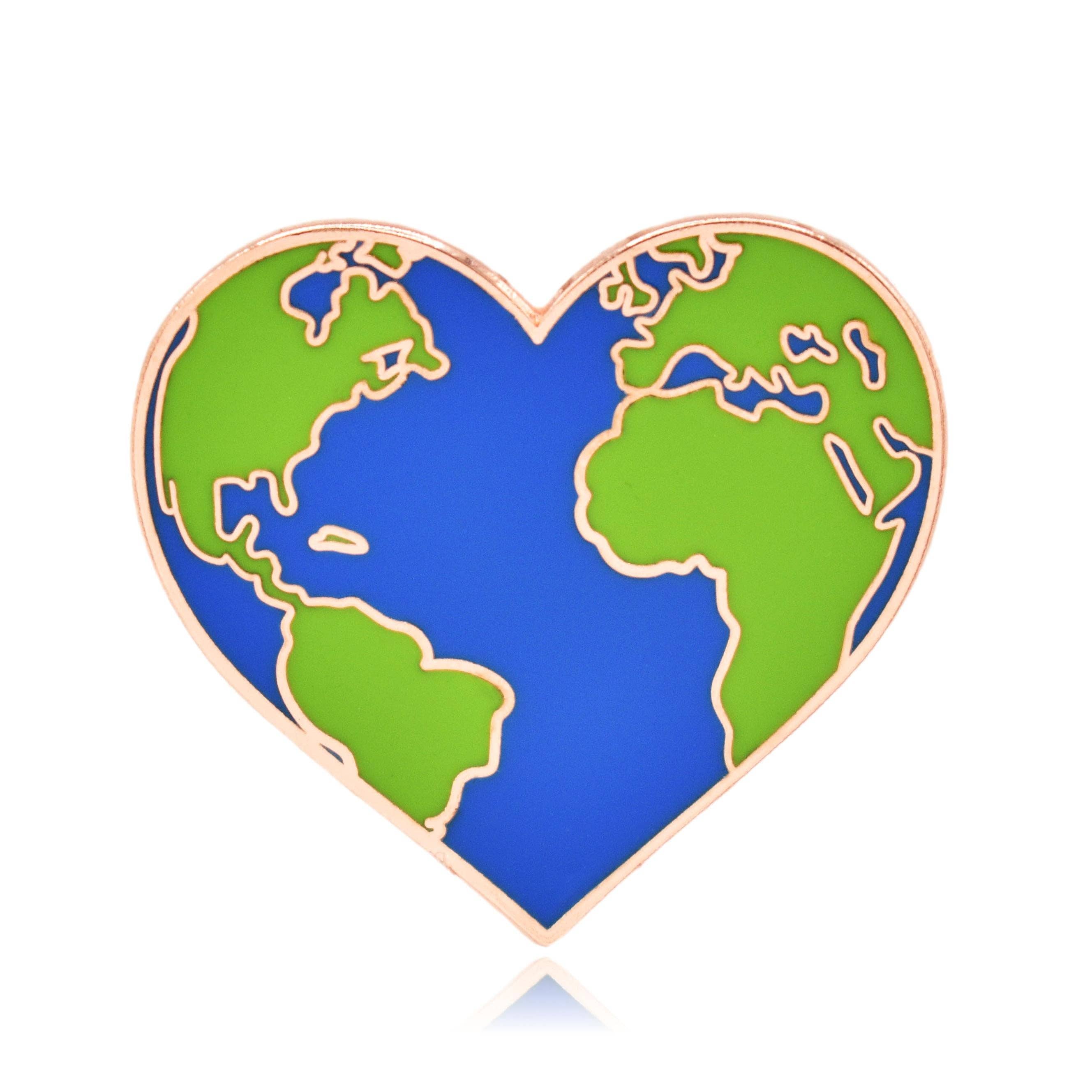 Clayton Jewelry Labs – wholesale Nål och knapp för kavajslag – Planet Earth hjärta hård emalj stift9