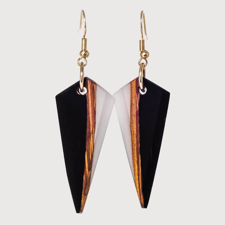 Siri Handcrafted Wood & Resin Boho Chic Dangle Earrings for wholesale by Wooden Element UK