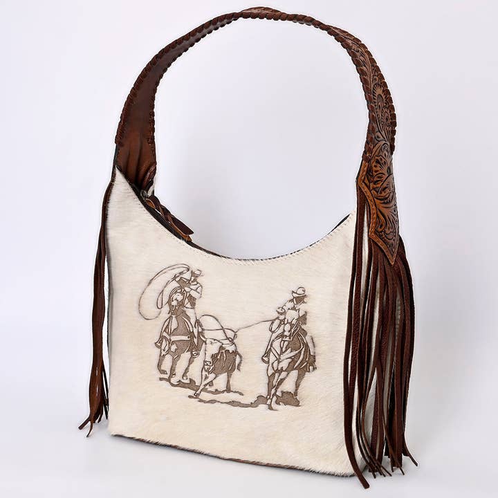 LS Western - Wholesale Shoulder bag – women's - LC-ADBG803 Annie Western Hobo Bag Hair-On Cowhide & Tooled Leather Shoulder Purse1