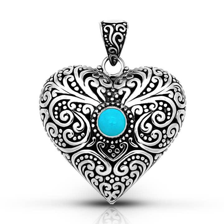 Pendentif Larimar Bali en argent sterling Cœur de la Mer pour la vente par Damai Designs